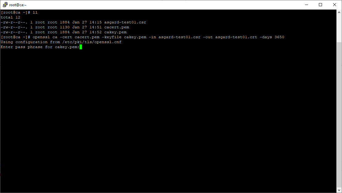 Certificate signing command